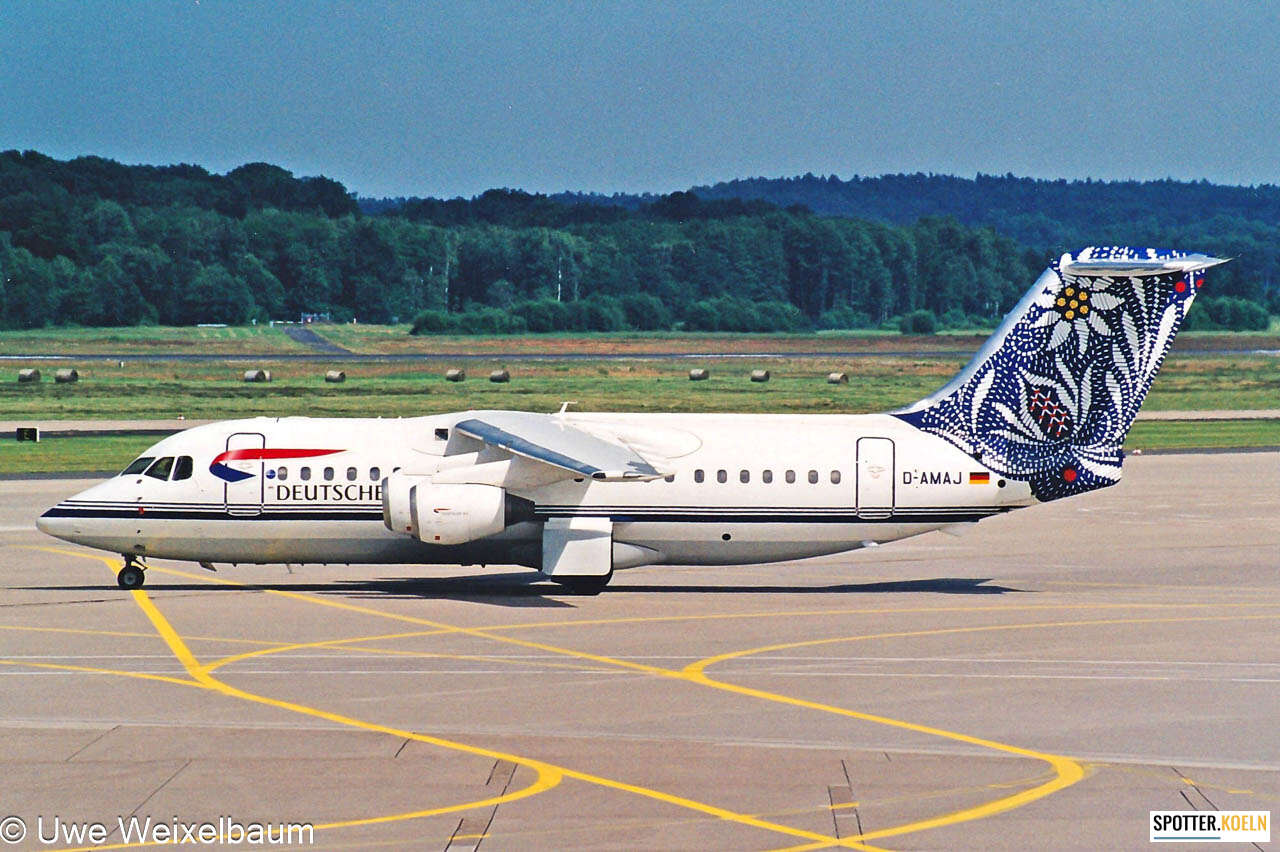 Deutsche BA BAe 146-200 D-AMAJ WDL c/s titles und Edelweiß tail Deutsche BA BAe 146-200 D-AMAJ WDL c/s titles und Edelweiß tail